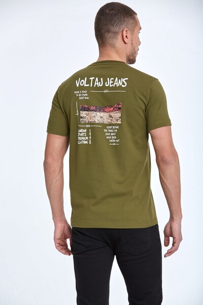 Voltaj Jeans Printed Crew Neck T-Shirt - Thumbnail