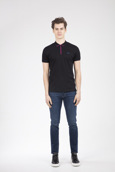 VOLTAJ - Voltaj Jeans Printed Polo T-Shirt With Zipper Collar (1)