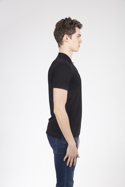 Voltaj Jeans Printed Polo T-Shirt With Zipper Collar - Thumbnail