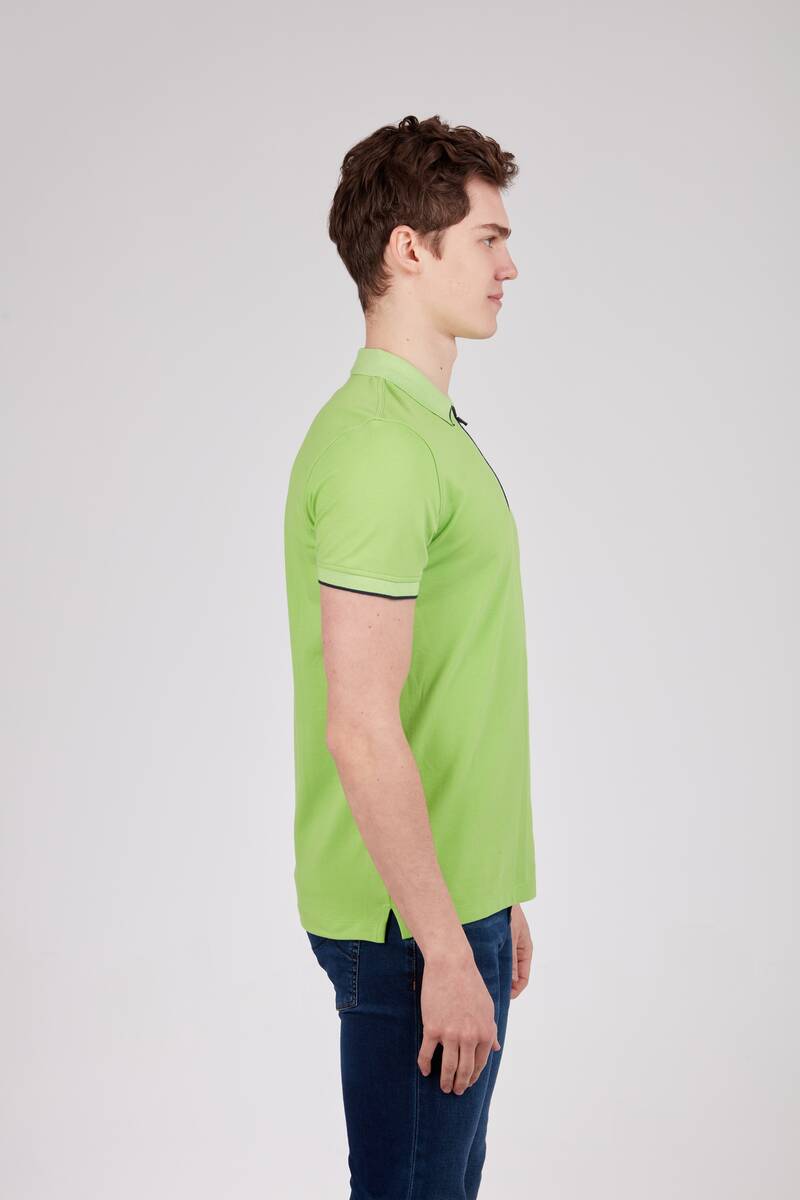 Voltaj Jeans Printed Polo T-Shirt With Zipper Collar