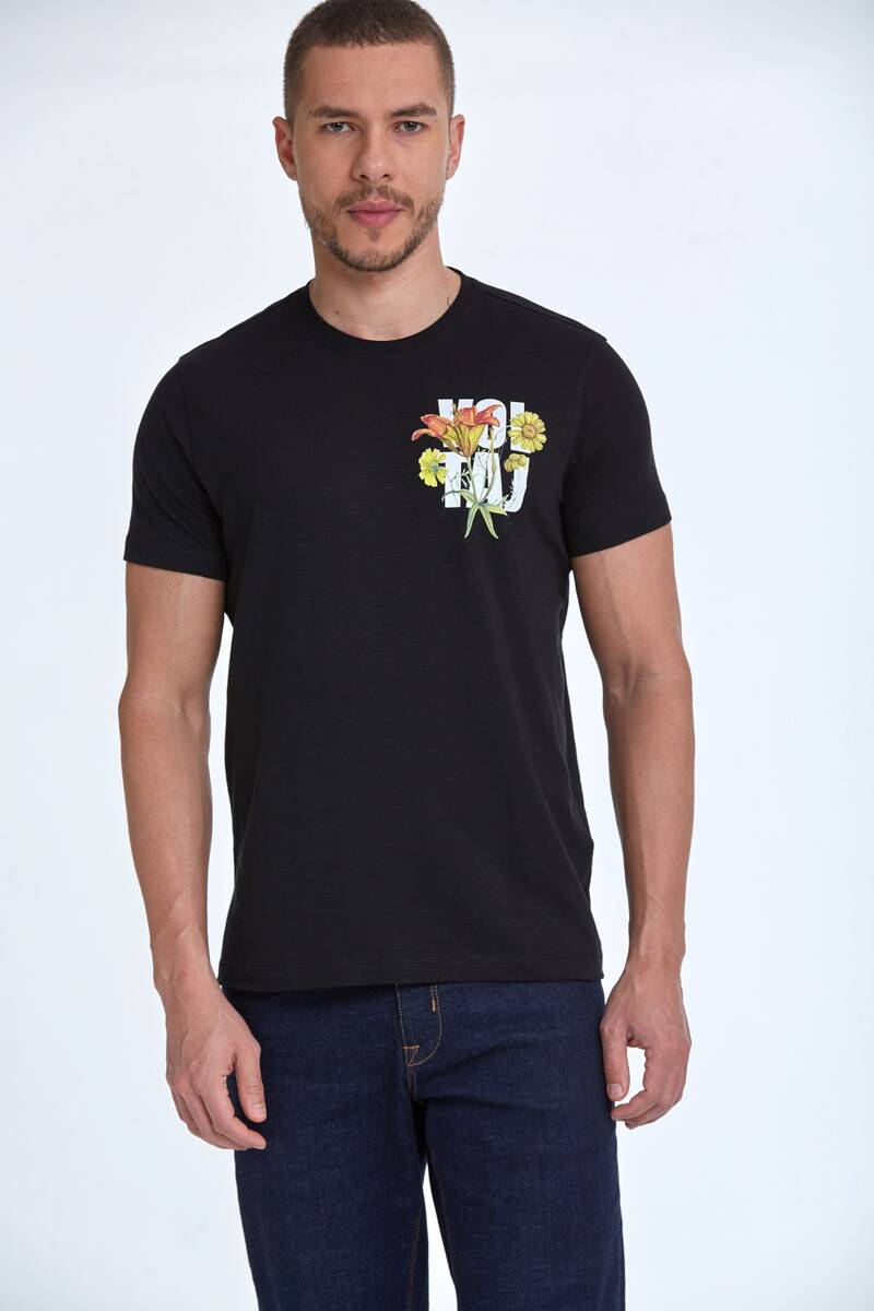 Voltaj Хлопковая мужская футболка с цветочным принтом