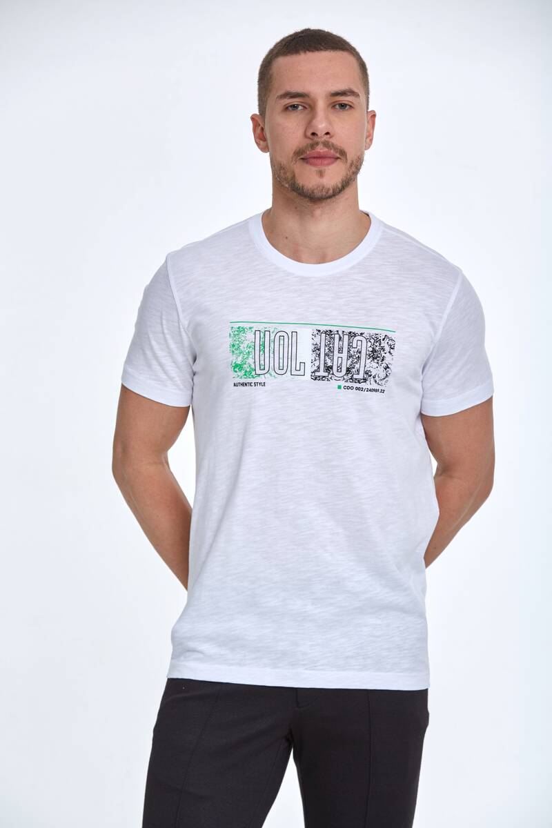 Voltaj Printed Cotton Crew Neck T-Shirt