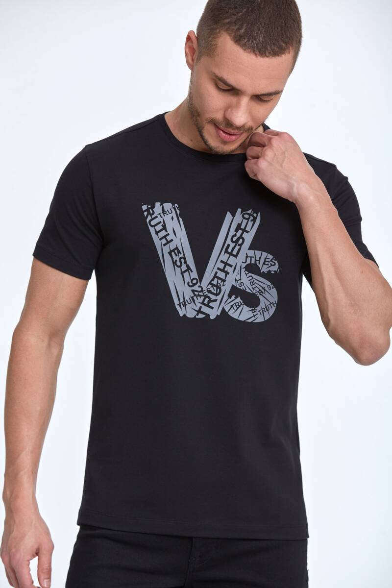 Vs Printed Cotton Crew Neck T-Shirt
