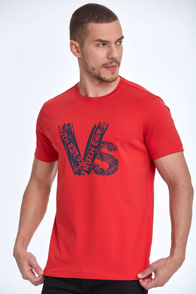 Vs Printed Cotton Crew Neck T-Shirt