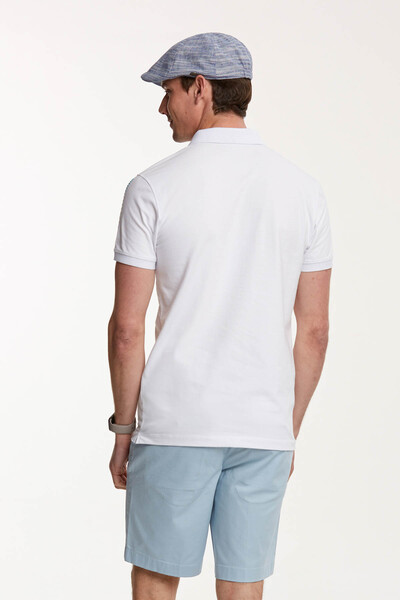 Мужская футболка с воротником-поло с вышивкой VTJ - Thumbnail