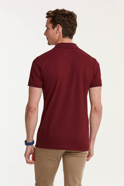 Мужская футболка с воротником-поло с вышивкой VTJ - Thumbnail