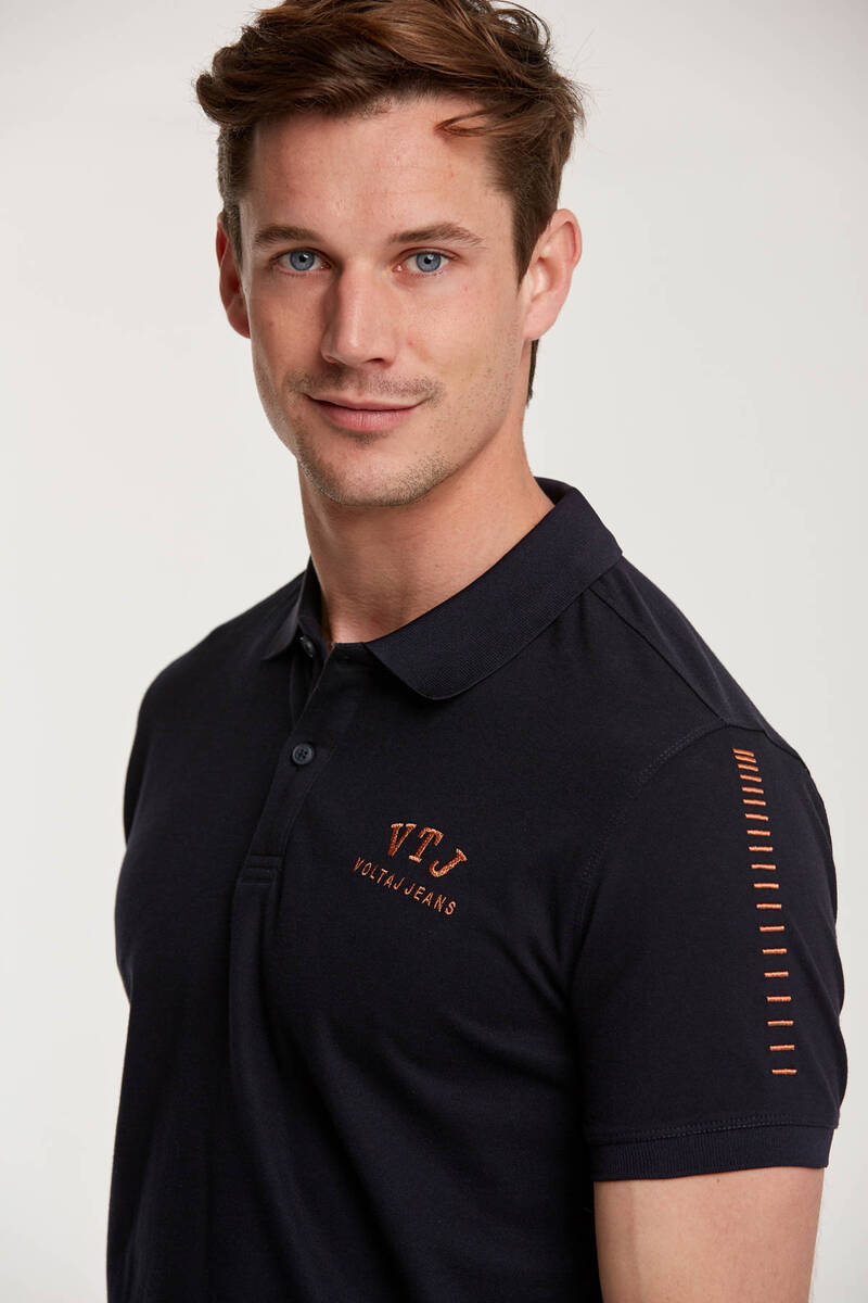 Мужская футболка с воротником-поло с вышивкой VTJ