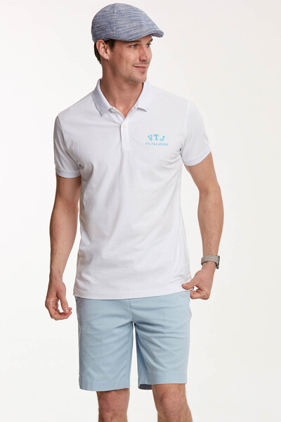 VTJ Embroidered Polo Neck Men's T-Shirt - Thumbnail