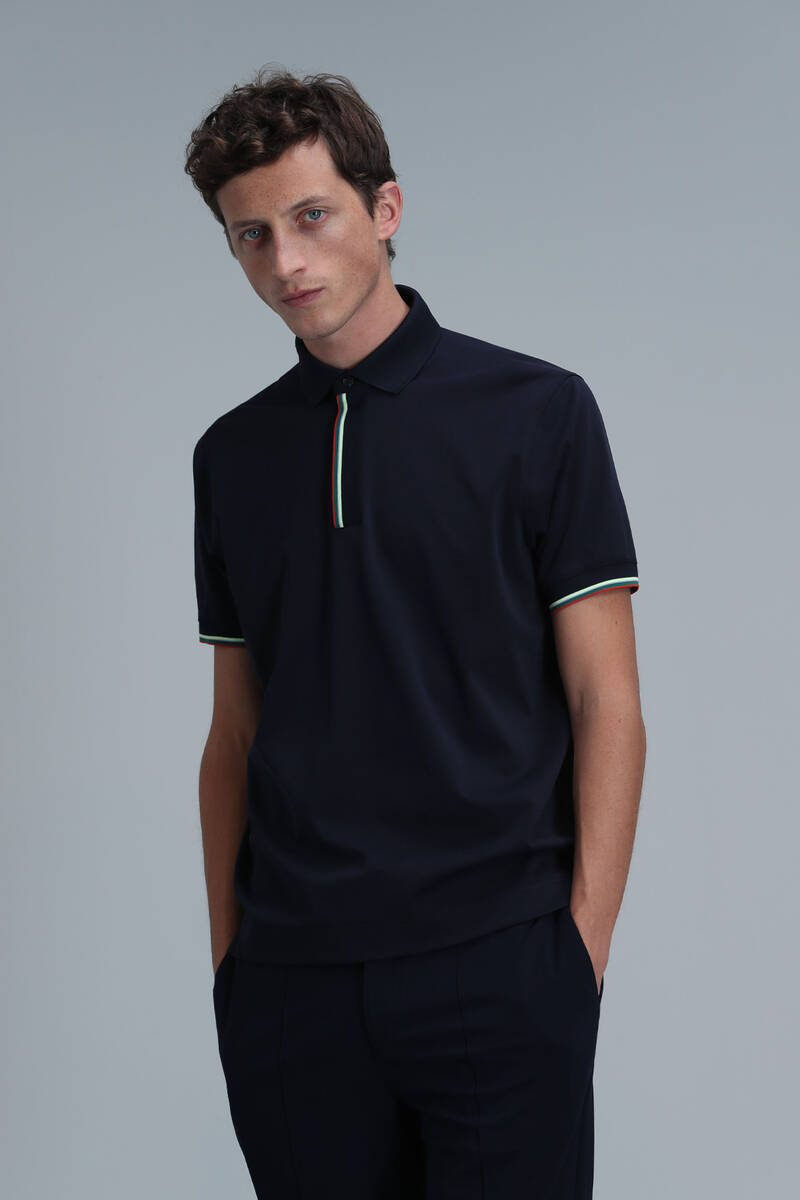 Warm Smart Men's Polo T-Shirt Navy Blue - 5