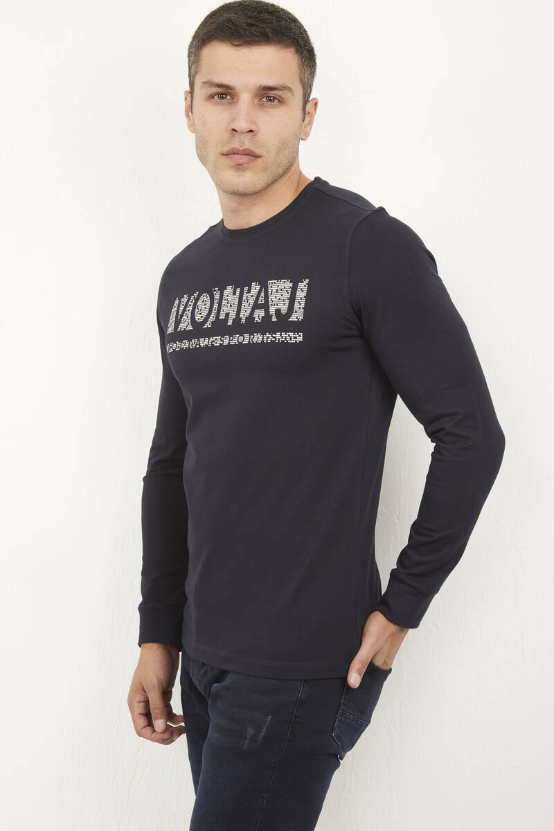 Welsh Men's Long Sleeve T-Shirt Navy Blue - 3