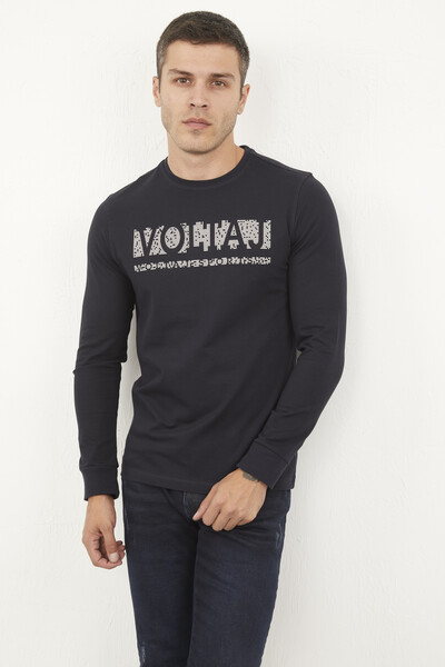 Welsh Men's Long Sleeve T-Shirt Navy Blue - 2