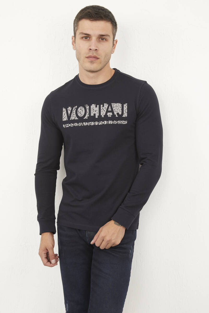 Welsh Men's Long Sleeve T-Shirt Navy Blue - 2