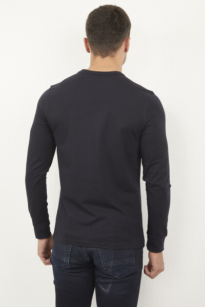 Welsh Men's Long Sleeve T-Shirt Navy Blue - 4
