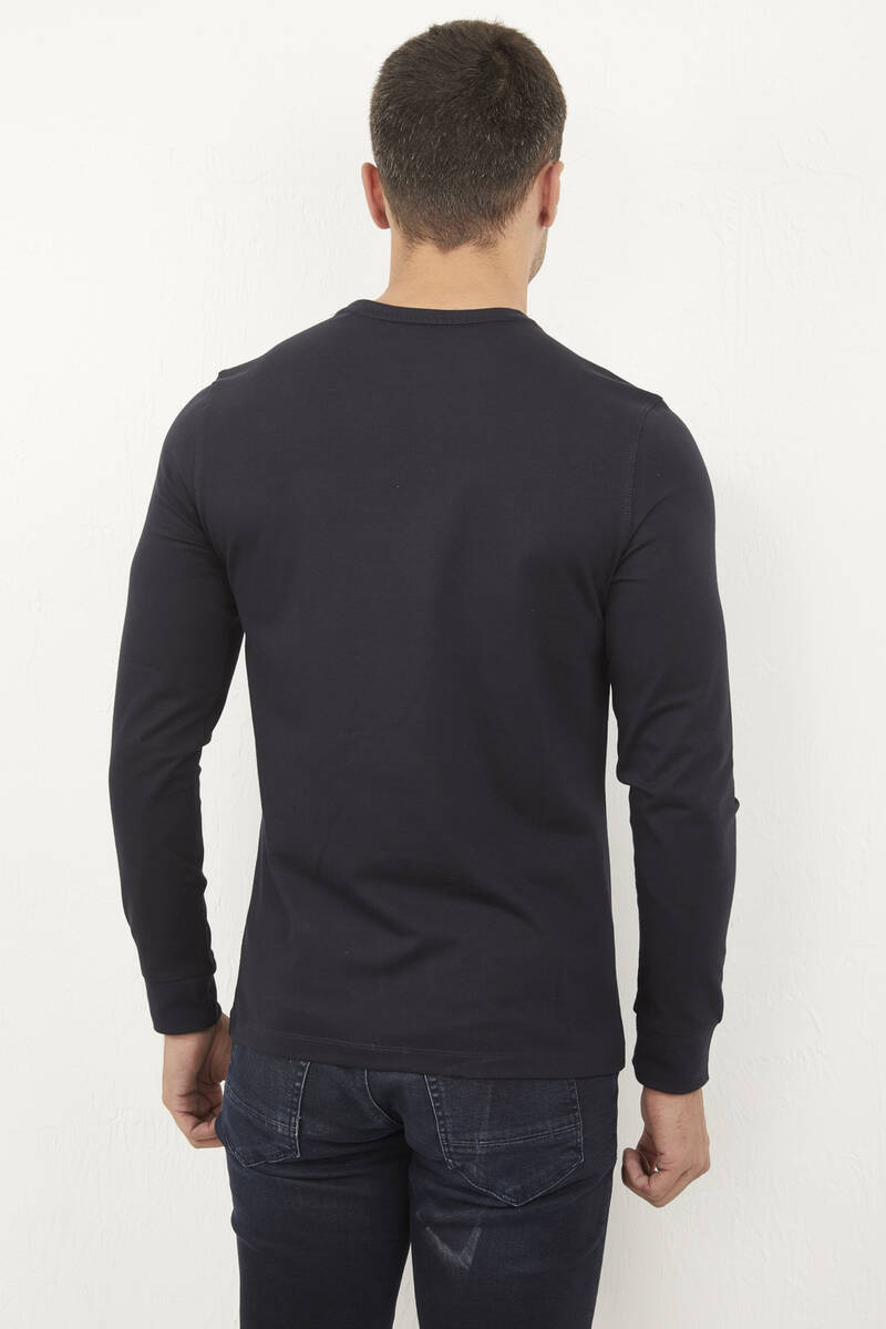 Welsh Men's Long Sleeve T-Shirt Navy Blue - 4
