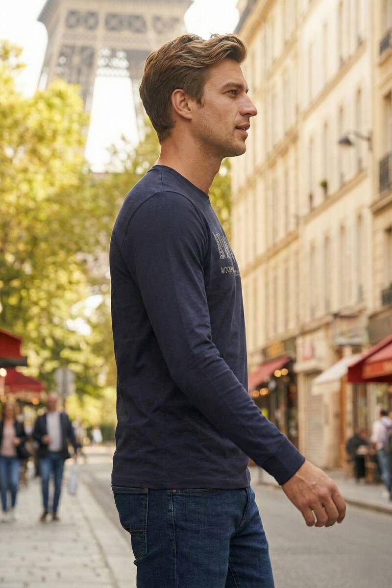 Welsh Men's Long Sleeve T-Shirt Navy Blue - 5