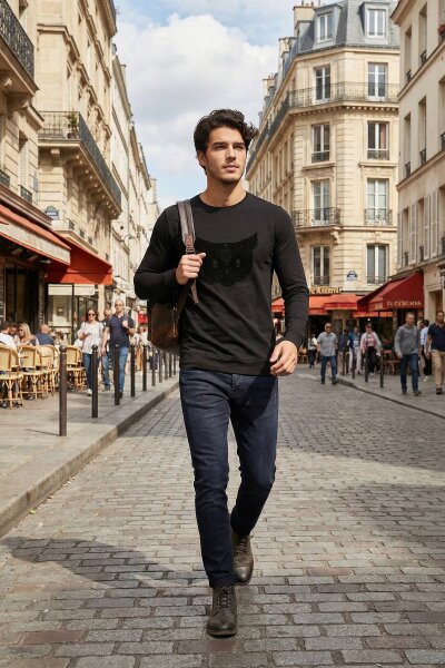 West Erkek Uzun Kol Tişört Siyah - VOLTAJ