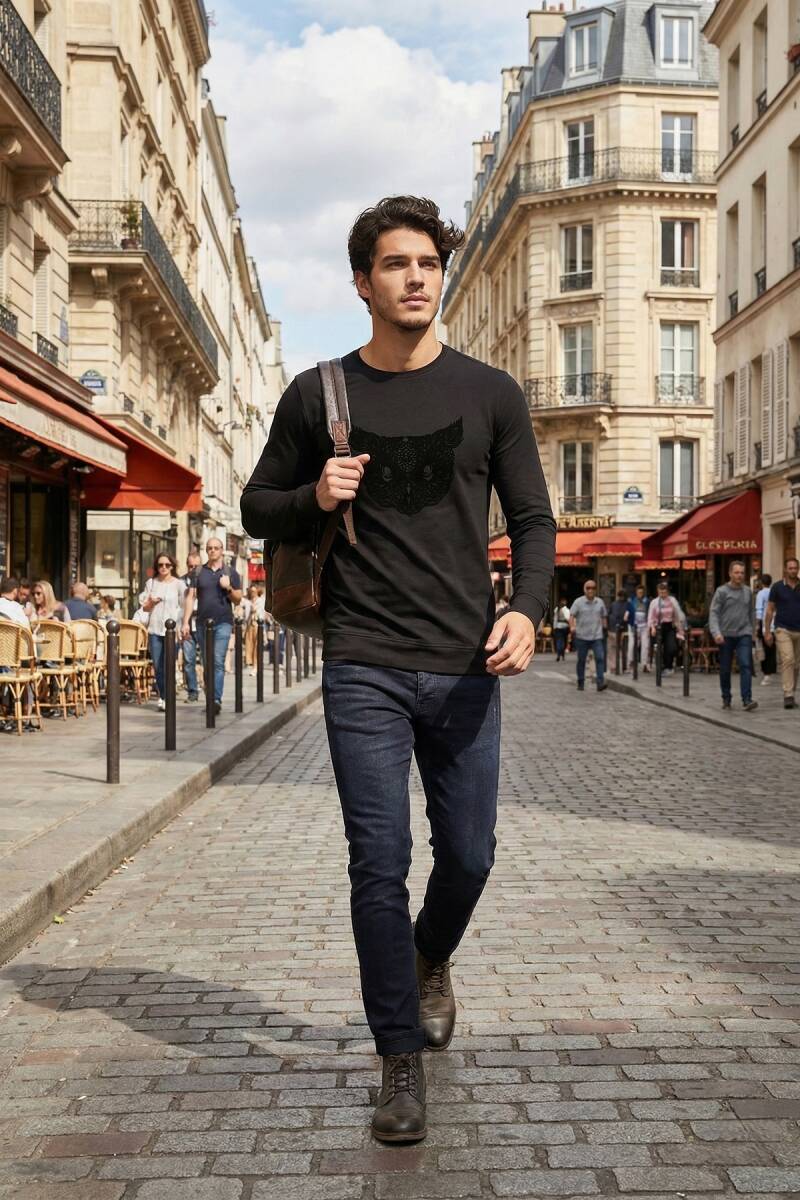 West Men's Long Sleeve T-Shirt Black - 1