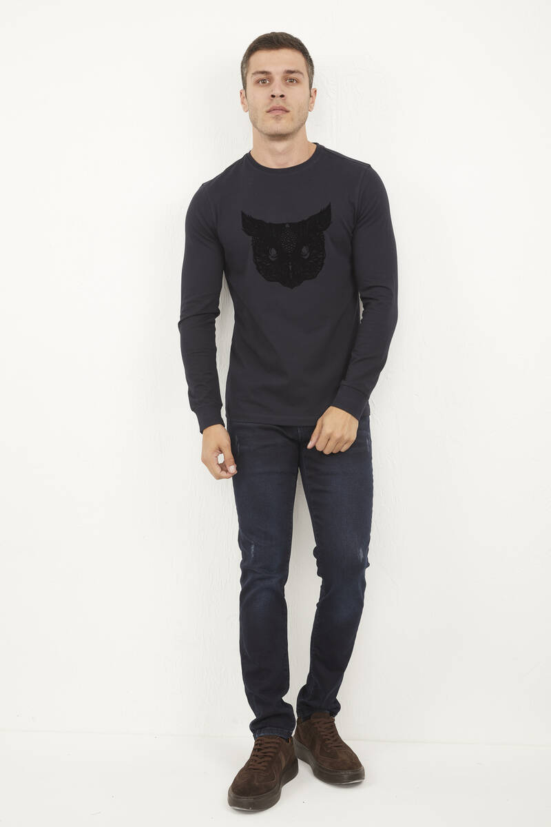 West Men's Long Sleeve T-Shirt Navy Blue - 1