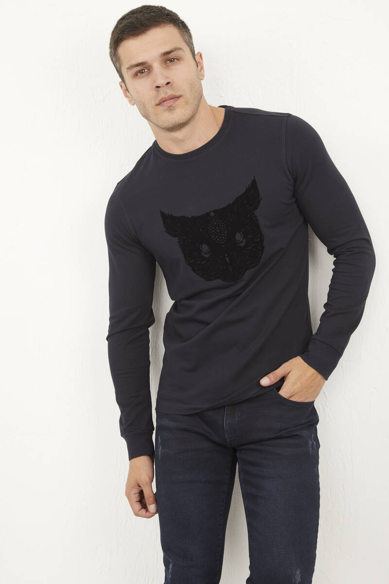 West Men's Long Sleeve T-Shirt Navy Blue - 3