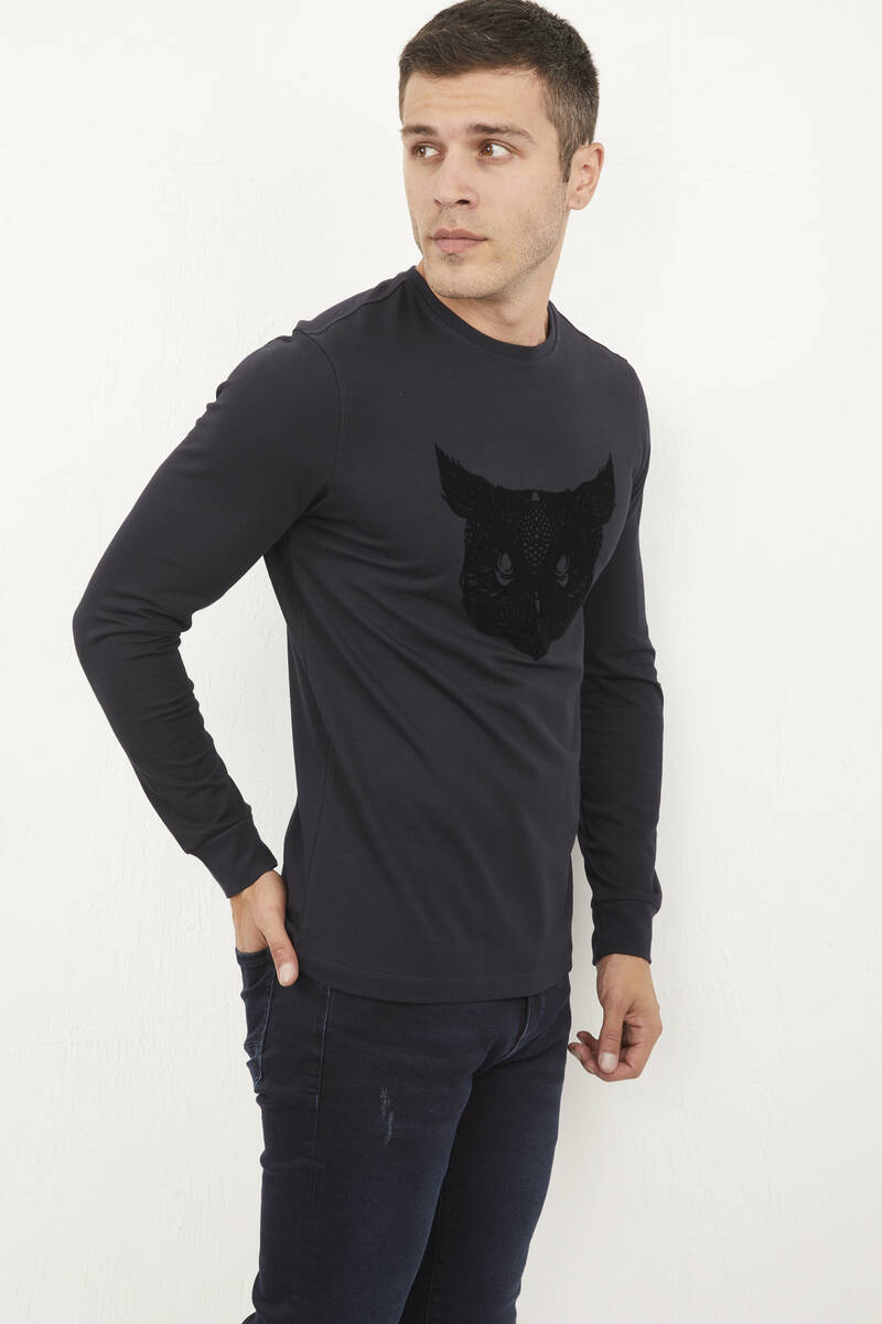 West Men's Long Sleeve T-Shirt Navy Blue - 2