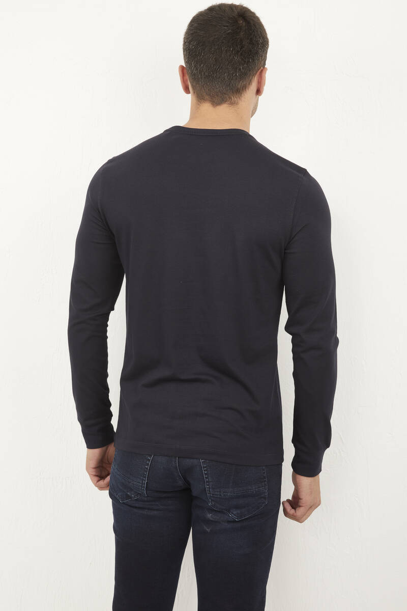 West Men's Long Sleeve T-Shirt Navy Blue - 4