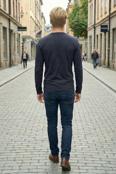 West Men's Long Sleeve T-Shirt Navy Blue - 5