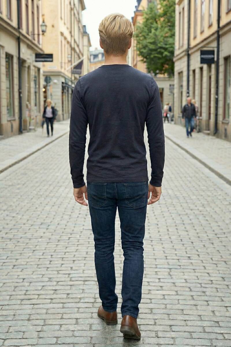 West Men's Long Sleeve T-Shirt Navy Blue - 5