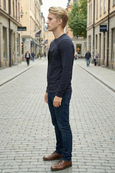 West Men's Long Sleeve T-Shirt Navy Blue - 6