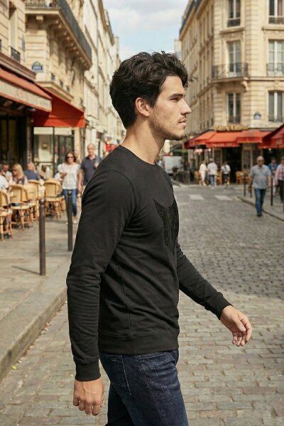 Мужская футболка с длинным рукавом West черная - 5