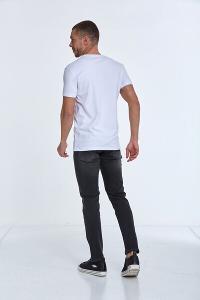 World Map Printed Crew Neck T-Shirt - 4
