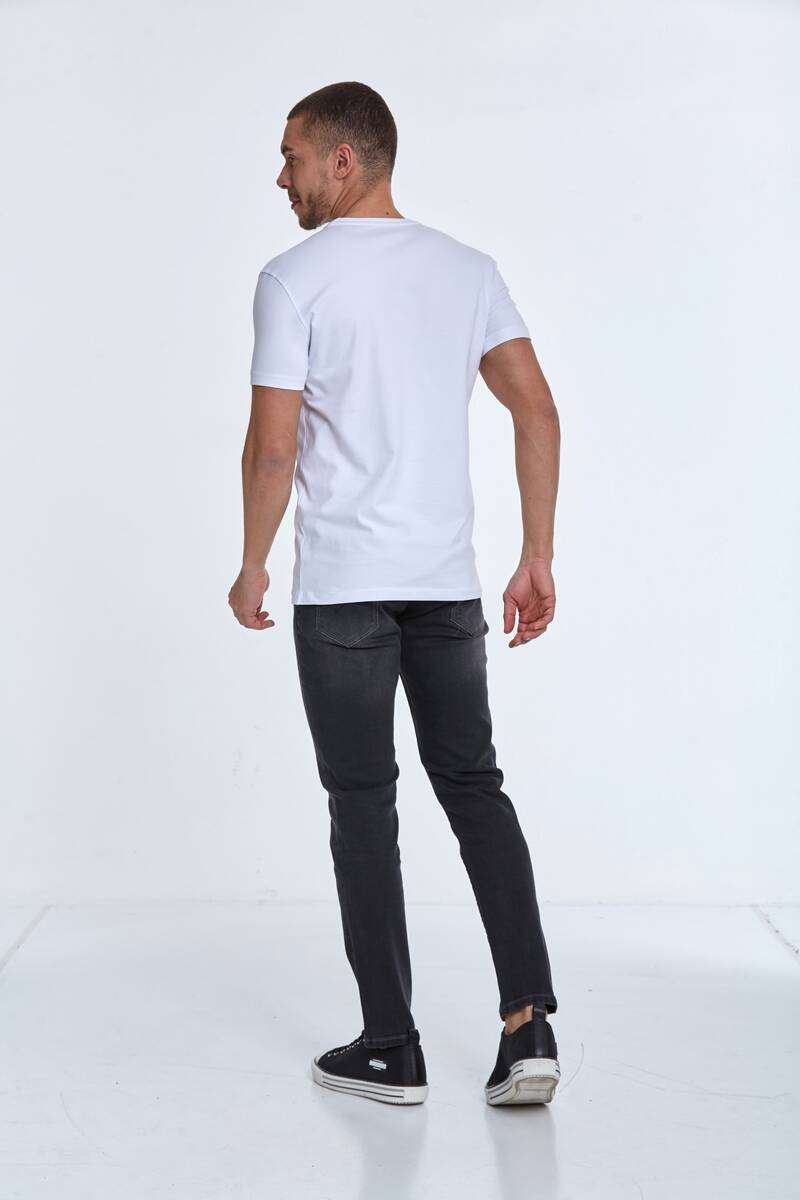 World Map Printed Crew Neck T-Shirt - 4