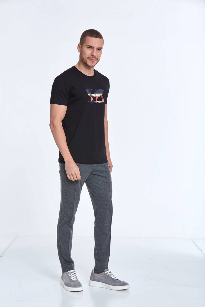 World Map Printed Crew Neck T-Shirt - 13
