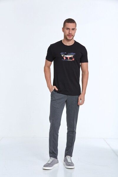 World Map Printed Crew Neck T-Shirt - 11