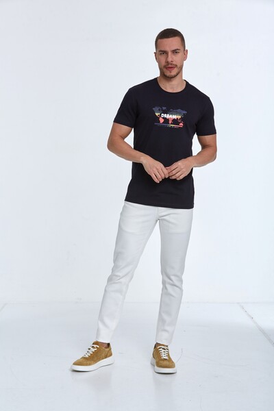 World Map Printed Crew Neck T-Shirt - 9