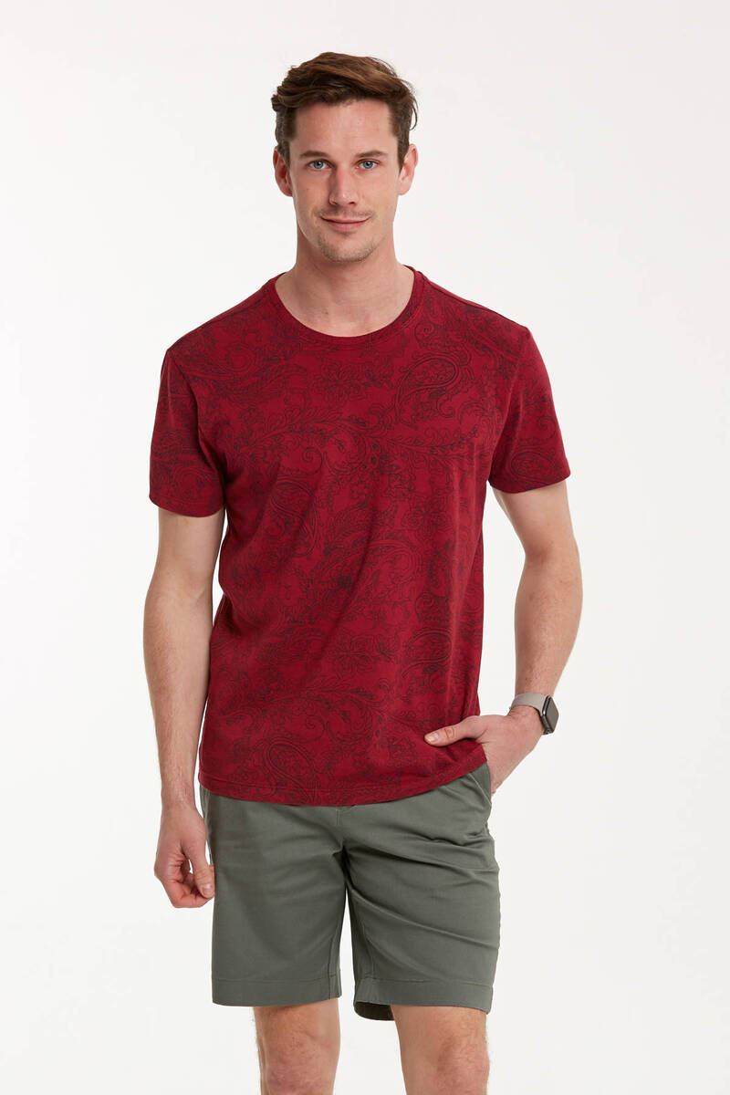 Wrap Erkek Tişört Bordo - 1