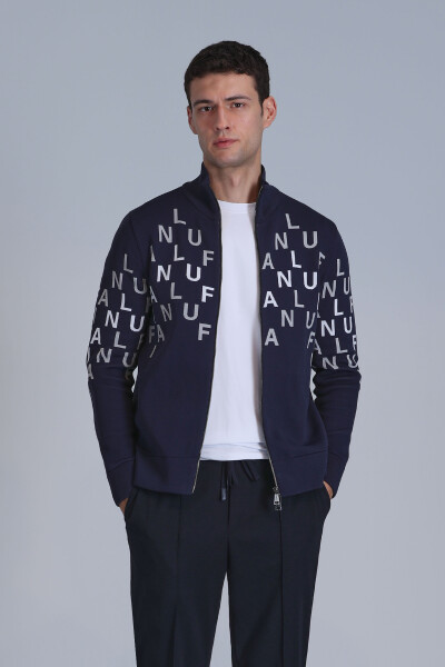 Writer Men's Cardigan Navy Blue - LUFIAN