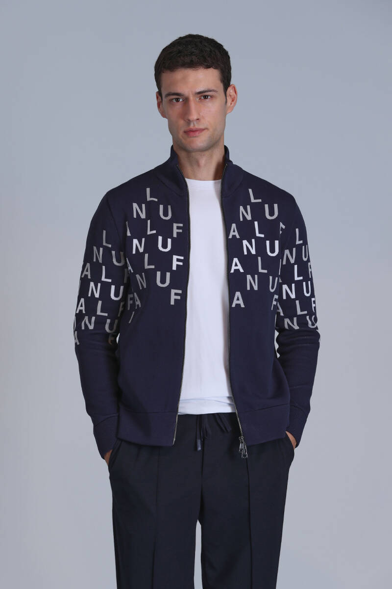 Writer Men's Cardigan Navy Blue - 5