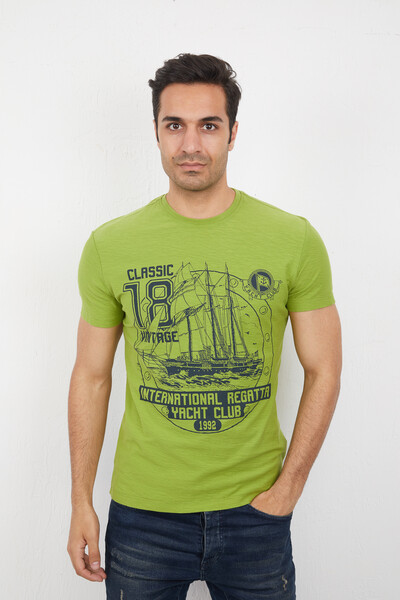 VOLTAJ - Yacht and Marine Printed Round Neck T-Shirt (1)