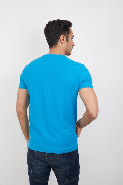 Yat ve Deniz Baskılı Bisiklet Yaka Tişört - 15