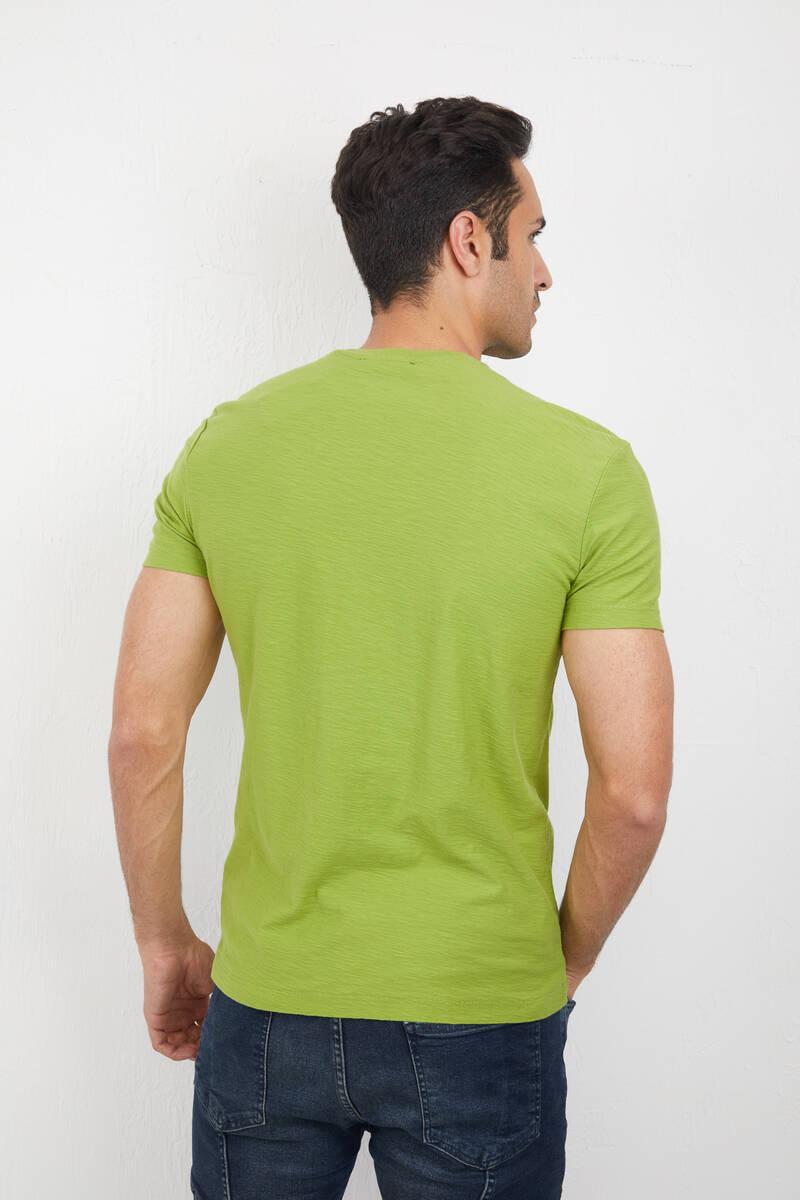 Yat ve Deniz Baskılı Bisiklet Yaka Tişört - 8