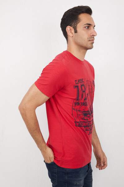 Yat ve Deniz Baskılı Bisiklet Yaka Tişört - 10