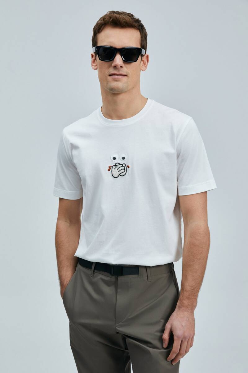 Zany Modern Grafik T- Shirt Beyaz - 3