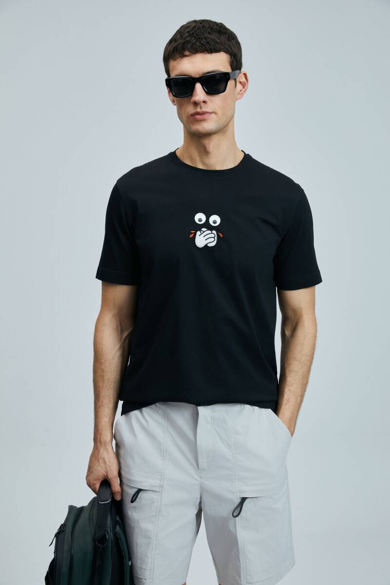 Zany Modern Grafik T- Shirt Siyah - 1