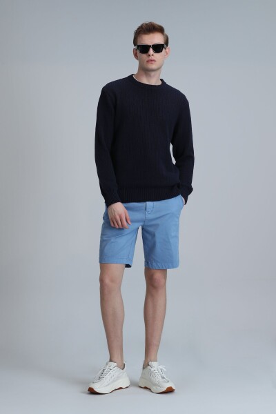 Zegler Spor Erkek Chino Şort Slim Fit Mavi - LUFIAN