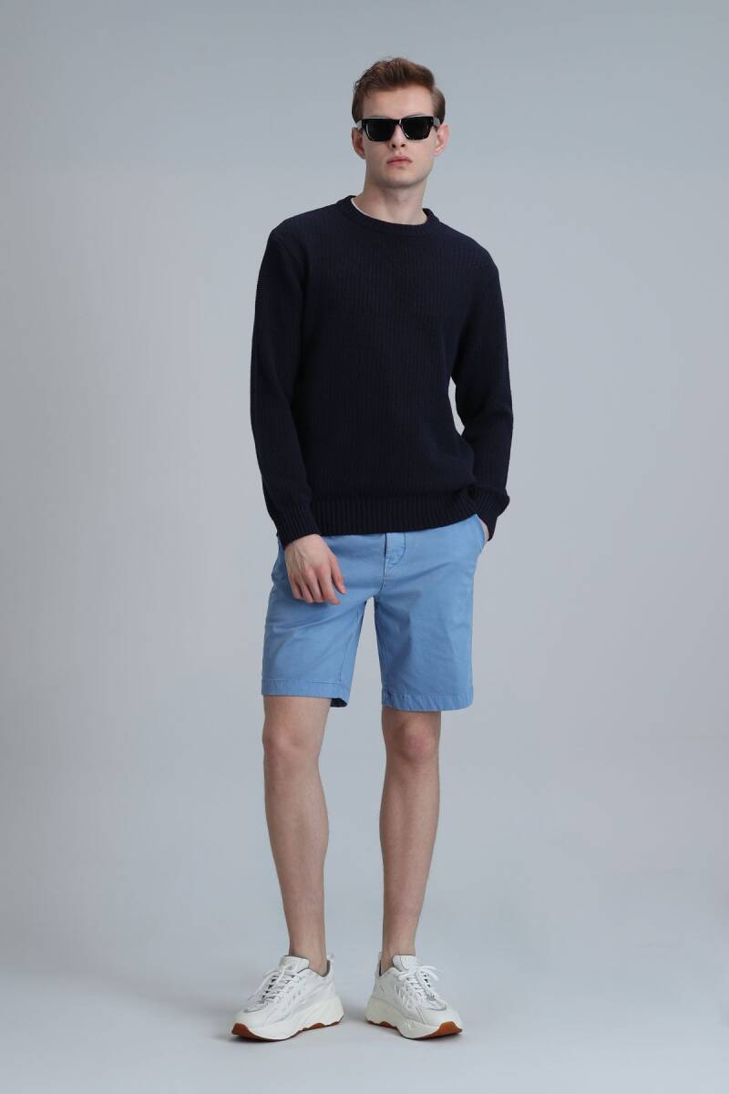 Zegler Spor Erkek Chino Şort Slim Fit Mavi - 1